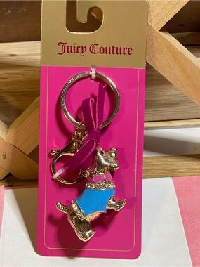 NWT Juicy Couture Chunky’ Scottie Dog Keychain/ Crystal- Studded /Blue Enamel